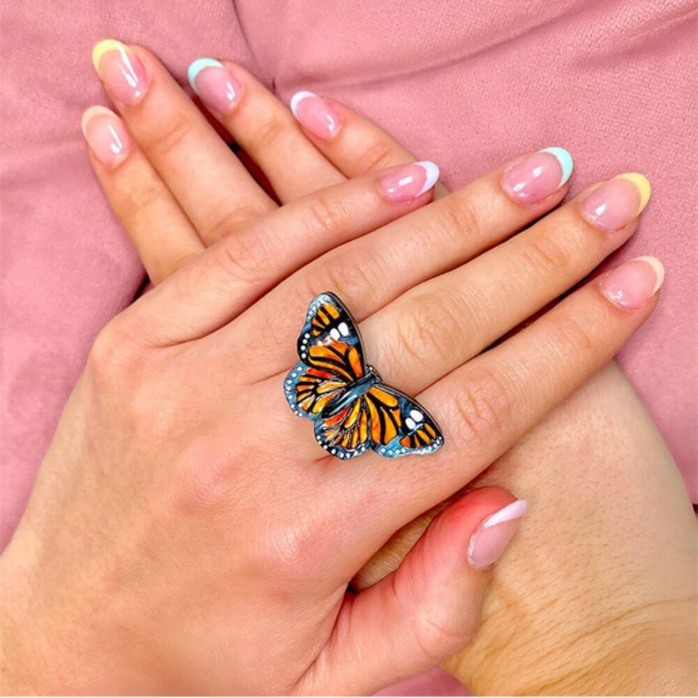 Erstwilder Prince of Orange monarch butterfly statement ring size L